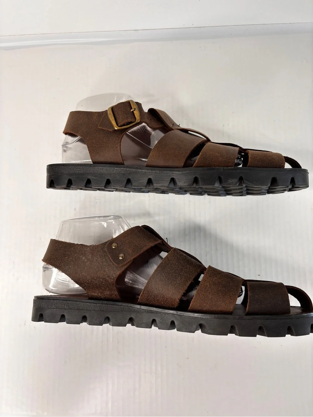 Northwest Territory Brown Leather Fisherman Sandals Mens Sz 10 Woven Rugged Sole
